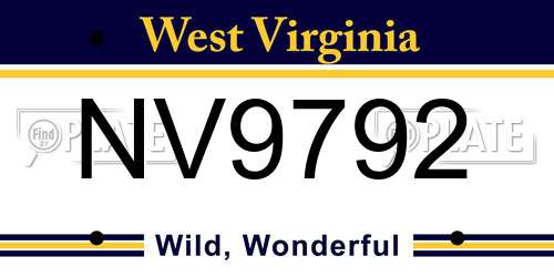 NV9792 West Virginia License Plate