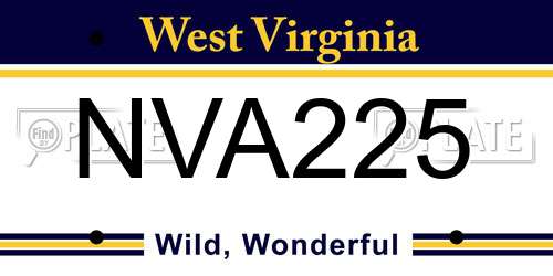 NVA225 West Virginia License Plate