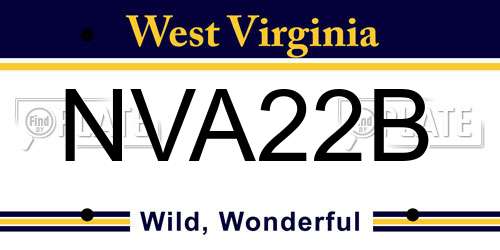 NVA22B West Virginia License Plate