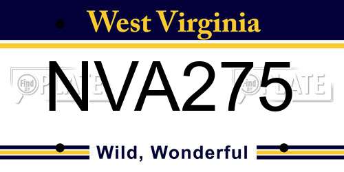 NVA275 West Virginia License Plate