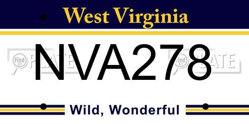 NVA278 West Virginia License Plate