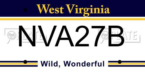 NVA27B West Virginia License Plate
