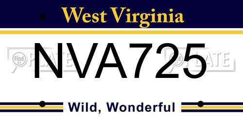 NVA725 West Virginia License Plate