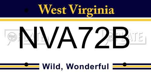 NVA72B West Virginia License Plate