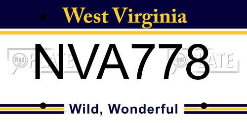 NVA778 West Virginia License Plate