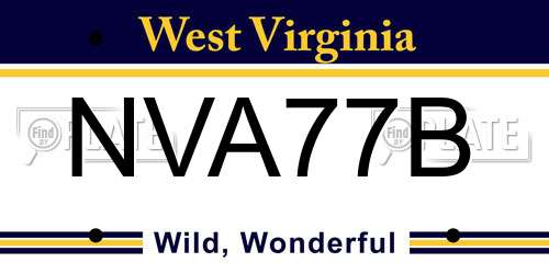 NVA77B West Virginia License Plate