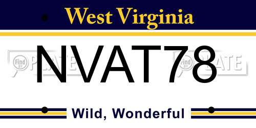 NVAT78 West Virginia License Plate