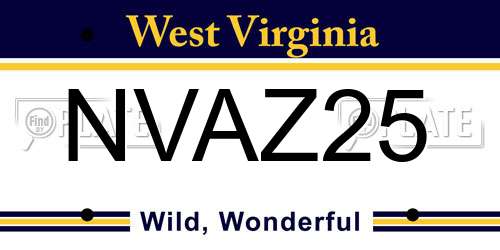 NVAZ25 West Virginia License Plate