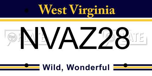 NVAZ28 West Virginia License Plate