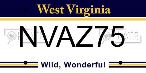 NVAZ75 West Virginia License Plate