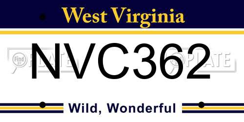 NVC362 West Virginia License Plate