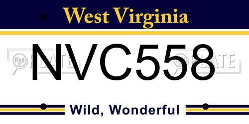 NVC558 West Virginia License Plate