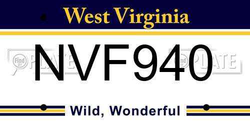 NVF940 West Virginia License Plate