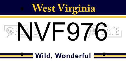 NVF976 West Virginia License Plate