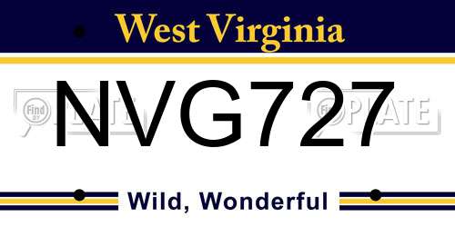 NVG727 West Virginia License Plate