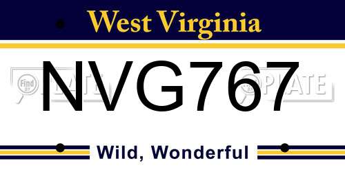 NVG767 West Virginia License Plate