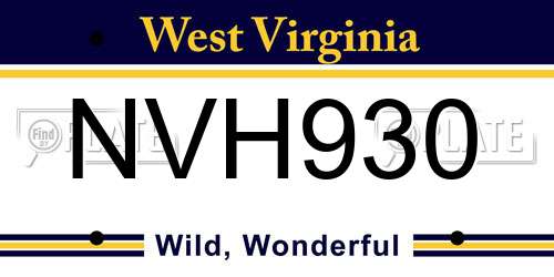 NVH930 West Virginia License Plate