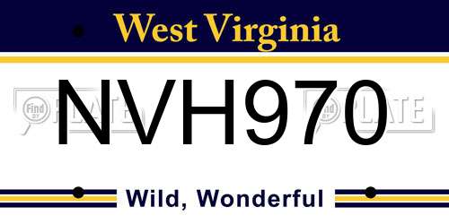 NVH970 West Virginia License Plate