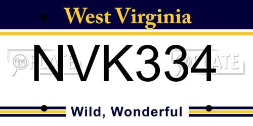 NVK334 West Virginia License Plate
