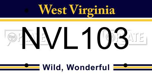 NVL103 West Virginia License Plate