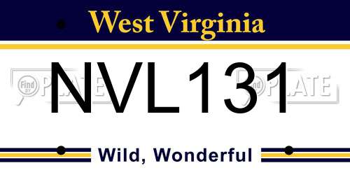 NVL131 West Virginia License Plate