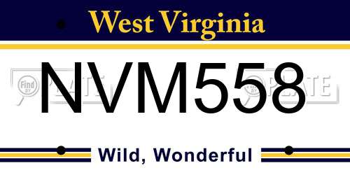 NVM558 West Virginia License Plate