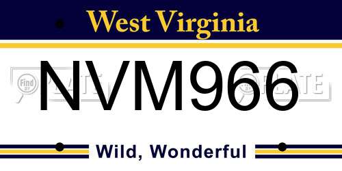 NVM966 West Virginia License Plate