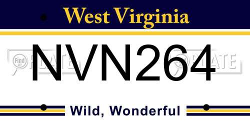 NVN264 West Virginia License Plate