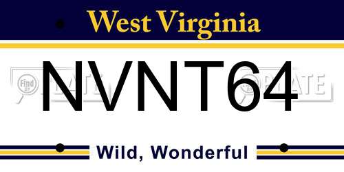 NVNT64 West Virginia License Plate