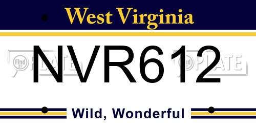 NVR612 West Virginia License Plate