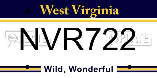 NVR722 West Virginia License Plate