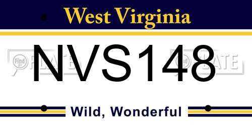 NVS148 West Virginia License Plate