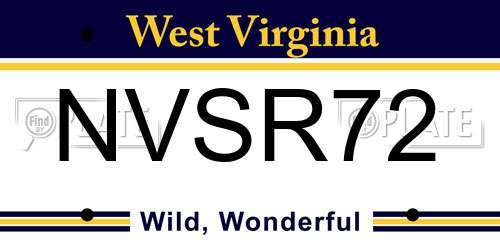 NVSR72 West Virginia License Plate