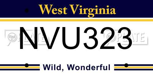 NVU323 West Virginia License Plate