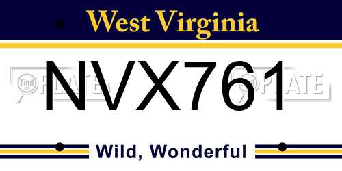 NVX761 West Virginia License Plate