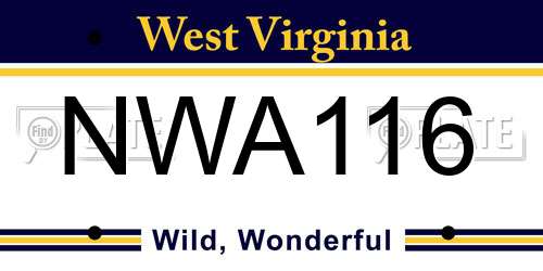NWA116 West Virginia License Plate