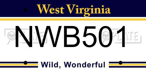 NWB501 West Virginia License Plate