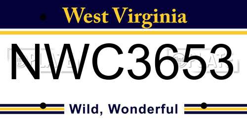 NWC3653 West Virginia License Plate