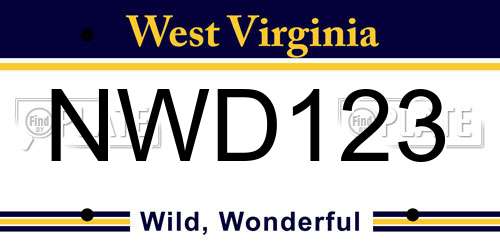 NWD123 West Virginia License Plate