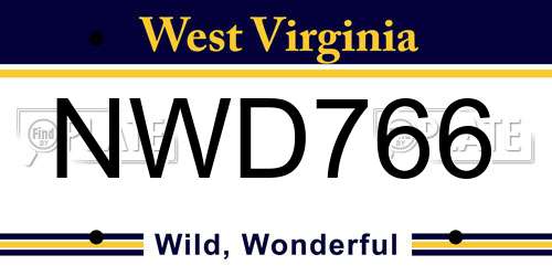 NWD766 West Virginia License Plate