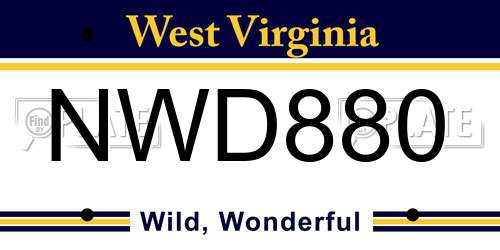 NWD880 West Virginia License Plate