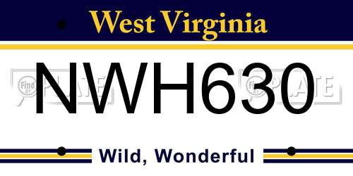 NWH630 West Virginia License Plate