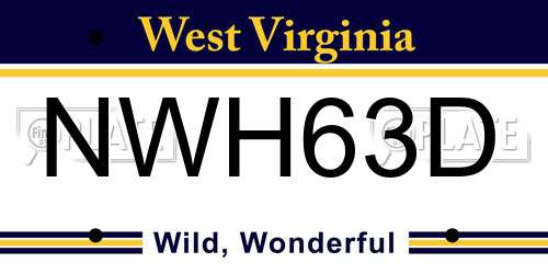 NWH63D West Virginia License Plate