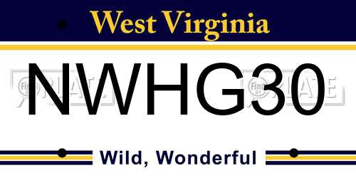 NWHG30 West Virginia License Plate