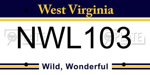NWL103 West Virginia License Plate