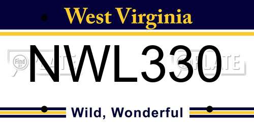 NWL330 West Virginia License Plate