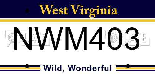 NWM403 West Virginia License Plate