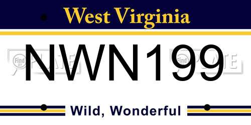 NWN199 West Virginia License Plate