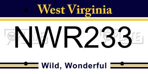 NWR233 West Virginia License Plate