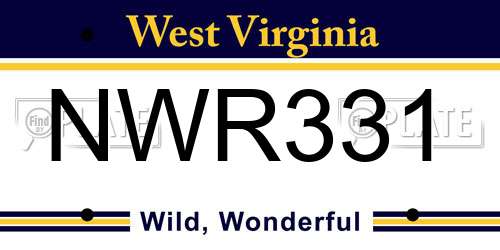 NWR331 West Virginia License Plate